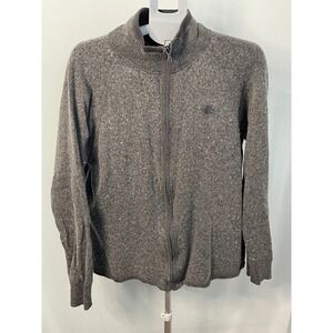 The North Face Mens Full Zip Sweater Gray‎ Wool Blend Mock Neck XL
